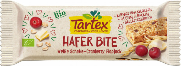 Tartex Hafer Bite Weisse Schokolade Cranberry 50g MHD 13.08.2021