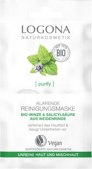 LOGONA PURIFY Klärende Reinigungsmaske Bio-Minze 15ml MHD 31.08.2022