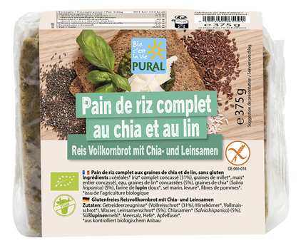 Pural Glutenfreies Chia-Brot mit Leinsamen 375g MHD 18.03.2026