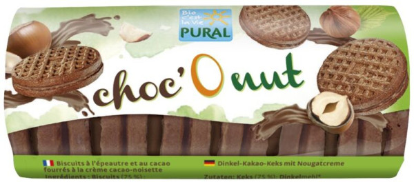 Pural Choc'O nut Dinkel-Kakao-Keks mit Nougatcreme 85g MHD 03.09.2023