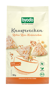 Byodo Knusperecken Roter Reis-Kichererbse 90g MHD 12.10.2021