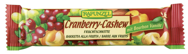 Rapunzel Fruchtschnitte Cranberry-Cashew 40g MHD 17.06.2025
