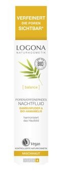 LOGONA porenverfeinerndes Nachtfluid Bio-Bambus & Bio-Hamamelis 30ml