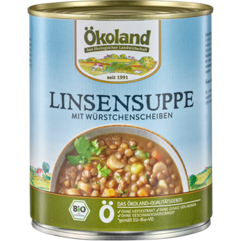Ökoland Linsen-Suppe mit Würstchenscheiben 800ml MHD 14.08.2026