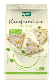 Byodo Knusperecken Reis-Erbse 90g MHD 17.10.2023