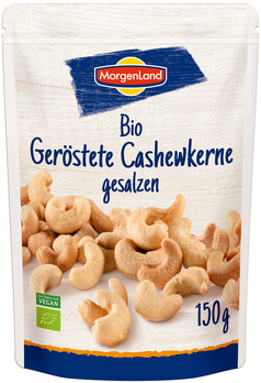 MorgenLand Geröstete Cashewkerne gesalzen 150g MHD 22.07.2026