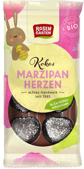 Rosengarten Kokos Marzipan-Herzen vegan 65g/S MHD 10.10.2023
