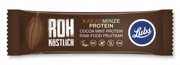 Lubs Rohkost Fruchtriegel Kakao Minze Protein 47g MHD 26.08.2021