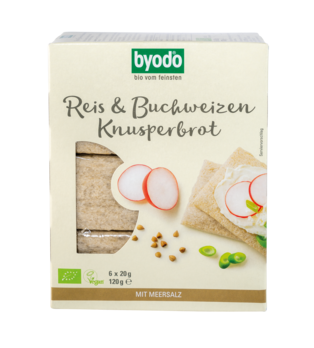 Byodo Reis und Buchweizen Knusperbrot 6x20g MHD 15.01.2022