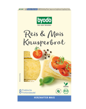 Byodo Reis und Mais Knusperbrot 8x20g MHD 11.01.2023