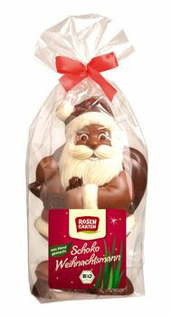 Rosengarten Vollmilch-Weihnachtsmann BIG mit weißer Schokolade geschminkt 200g/W MHD 02.04.2023