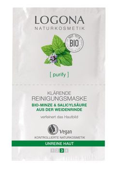 LOGONA Klärende Reinigungsmaske Bio-Minze & Salicylsäure aus Weidenrinde 15ml MHD 30.09.2021
