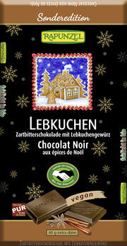 Rapunzel Zartbitterschokolade mit Lebkuchengewürz 80g MHD 31.10.2023