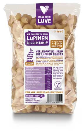 MADE WITH LUVE Lupinen Nudeln Cellentani konventionell 250g MHD 20.05.2021