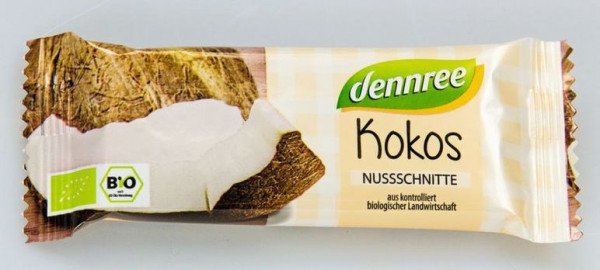 dennree Nussschnitte Kokos 40g MHD 31.05.2020