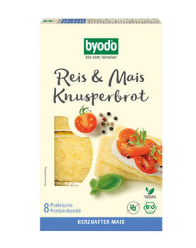 Byodo Reis und Mais Knusperbrot 8x20g MHD 24.12.2023