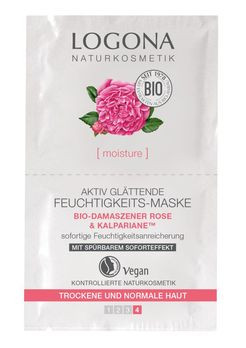 LOGONA Aktiv glättende Feuchtigkeitsmaske Bio-Rose & Kalpariane 2x7,5ml MHD 30.09.2021