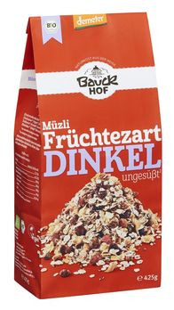 Bauckhof Dinkelmüzli Früchtezart 425g MHD 03.12.2025