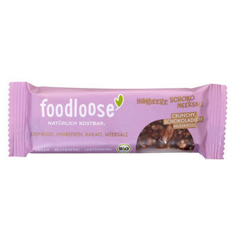 foodloose Himbeere-Schoko Nussriegel mit Meersalz 35g MHD 15.05.2020