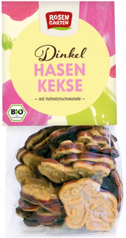 Rosengarten Dinkel Osterhasen-Kekse Vollmilch 150g/S MHD 02.09.2025