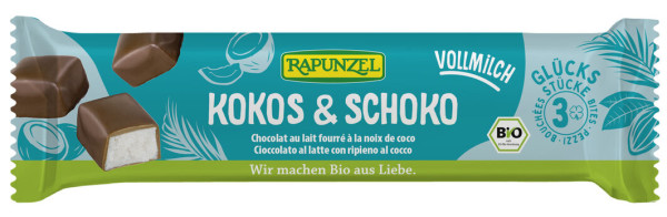 Rapunzel Kokos Happen Vollmilch 50g MHD 08.07.2025