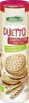Allos Duetto Zartbitter mit Zartbittercremefüllung Doppelkekse 330g MHD 08.12.2022