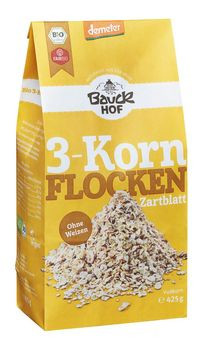 Bauckhof 3-Kornflocken Zartblatt demeter 425g MHD 03.08.2021