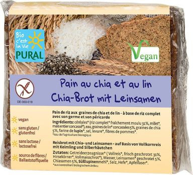 Pural Glutenfreies Chia-Brot mit Leinsamen 375g MHD 18.08.2023
