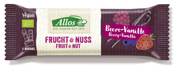 Allos Frucht & Nuss Beere-Vanille Riegel 50g MHD 17.07.2020
