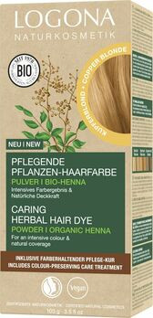 LOGONA Pflegende Pflanzen-Haarfarbe Pulver 02 kupferblond 100g MHD 30.11.2023