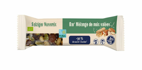Pural Salziger Nussmix Bar less sugar Riegel 35g MHD 15.03.2022