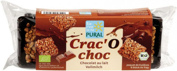 Pural Crac'O Choc Puffreis Schoko-Happen mit Vollmilchschokolade 80g MHD 12.05.2021