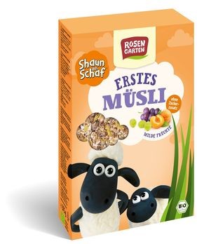 Rosengarten Shaun das Schaf Mildes Früchte Müsli 375g MHD 04.01.2020