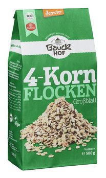 Bauckhof 4-Korn-Flocken ohne Weizen demeter 500g MHD 23.05.2021