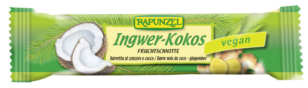 Rapunzel Fruchtschnitte Ingwer Kokos 40g MHD 06.12.2022