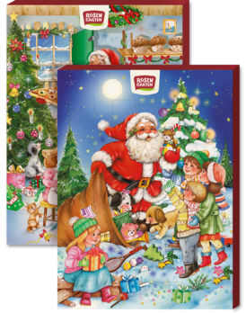 Rosengarten Adventskalender mit Vollmilchschokolade 2-fach sortiert 75g/W MHD 30.06.2026