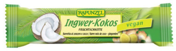 Rapunzel Fruchtschnitte Ingwer Kokos 40g MHD 06.08.2021
