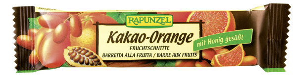 Rapunzel Fruchtschnitte Kakao-Orange 40g MHD 08.08.2025