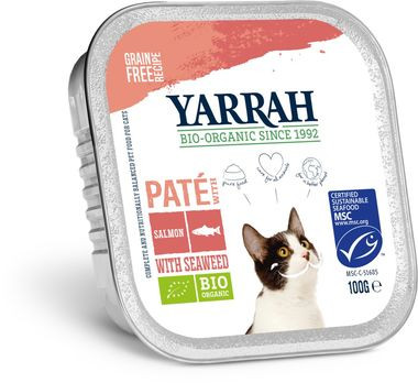 Yarrah Katzenfutter Wellnes Patè Lachs-Garnele 100g MHD 04.12.2022