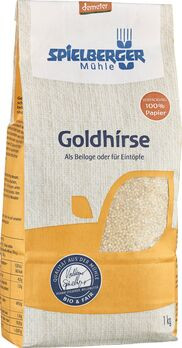 Spielberger Goldhirse demeter 1kg (beschädigte Verpackung -50grame MHD 21.10.22)