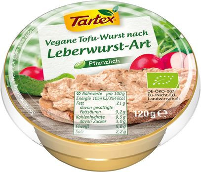 Tartex Vegane Tofu-Wurst nach Pfälzer Leberwurst-Art 120g/A MHD 17.06.2021
