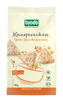 Byodo Knusperecken Roter Reis-Kichererbse 90g MHD 26.10.2023